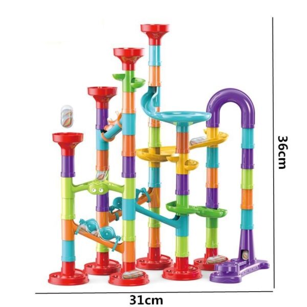 Pista interactiva cu 142 blocuri de constructie,si minge de labirint 3D,STEM,Multicolor,Montessori