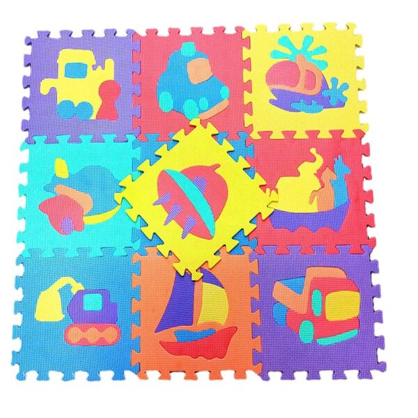 Covor spuma Eva tip puzzle cu masini, nave spatiale si animale