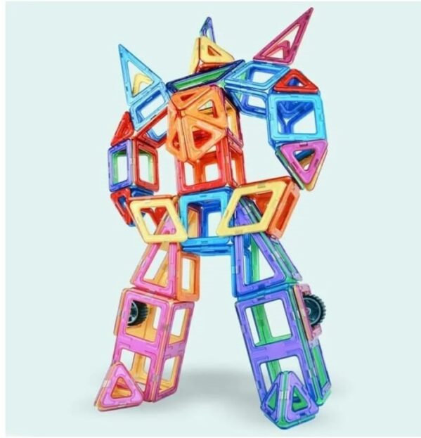 Joc constructii magnetice 3D, Magnetic Tiles 118 piese, STEM, Montessori, Multicolor