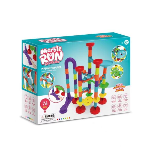 Pista interactiva cu 76 blocuri de constructie,si minge de labirint 3D,STEM,Multicolor,Montessori